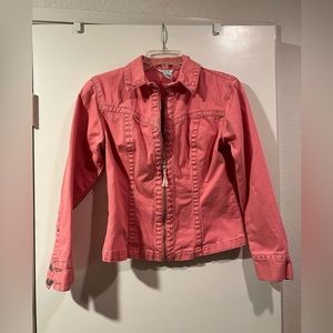 CAbi Jean jacket - zip front - 100% cotton - size small - one pink